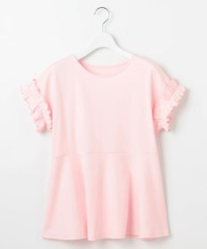 Feroux 【汗ジミが目立たない】フリル袖ペプラムデザインTシャツ