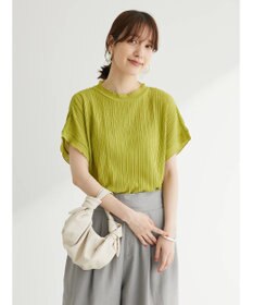 Green Parks プリーツ加工フレンチスリーブカットプルオーバー