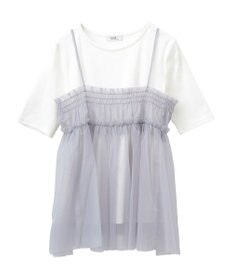 earth music&ecology ＳＥＴ２点チュールビスチェ＋リブプルオーバー