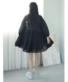 earth music&ecology コットンボイル切替ティアードチュニック