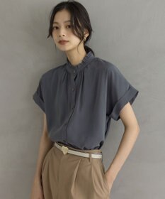 組曲 バウンディングシャーティング バンドカラーフリル ブラウス