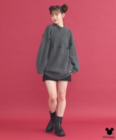 earth music&ecology Disney/ポイントミッキーケーブルニット