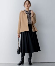 組曲 シアーツイルチェック ハイネックブラウス