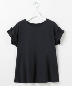 Feroux 【汗ジミが目立たない】フリル袖ペプラムデザインTシャツ