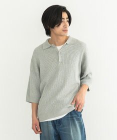 CRAFT STANDARD BOUTIQUE 透かし編み半袖ニットポロシャツ