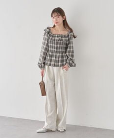earth music&ecology 【予約】チェックシャーリングブラウス