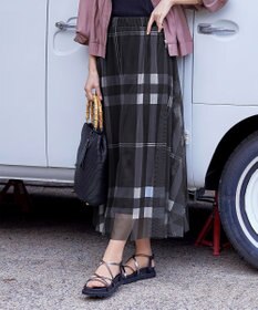 Tiaclasse 【小倉優子さん着用】チュールレースチェックスカート