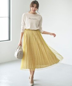 ANY SIS 【洗える】ラメ刺繍長袖 Tシャツ