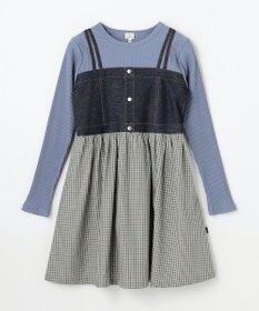 組曲 KIDS 【110-140㎝】 チェックドッキング ワンピース
