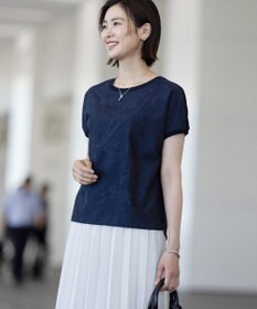 J.PRESS LADIES 【洗える】シアーエンブロイダリー カットソー