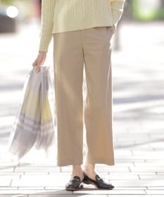 J.PRESS LADIES 【セットアップ対応・洗える】セルロースリネンストレッチ ワイド パンツ