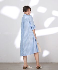 Tiaclasse 【洗える】 麻調Aラインシャツワンピース