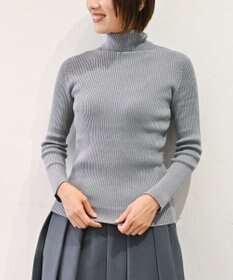 muuc 〈洗えるニット〉〈肌に優しいニット〉〈カシミヤ×シルク×ウール〉〈通年着られるニット〉リブ編みタートルネックニットプルオーバー