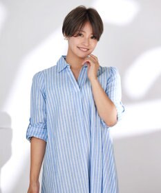 Tiaclasse 【洗える】 麻調Aラインシャツワンピース