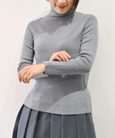 muuc 〈洗えるニット〉〈肌に優しいニット〉〈カシミヤ×シルク×ウール〉〈通年着られるニット〉リブ編みタートルネックニットプルオーバー
