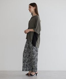 YECCA VECCA ギャザーデザイン配色シャツ