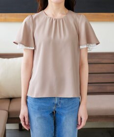 Tiaclasse 【洗える】袖レースレイヤードブラウス