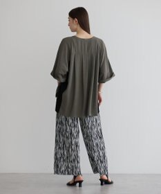 YECCA VECCA ギャザーデザイン配色シャツ