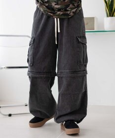 WEGO 【ウエストゴム/2WAY】2WAYデニムカーゴパンツ