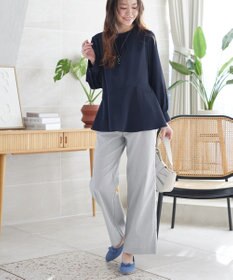 Tiaclasse ストライプストレッチワイドパンツ