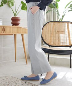 Tiaclasse ストライプストレッチワイドパンツ