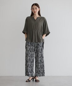 YECCA VECCA ギャザーデザイン配色シャツ