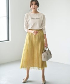 ANY SIS 【洗える】ラメ刺繍長袖 Tシャツ