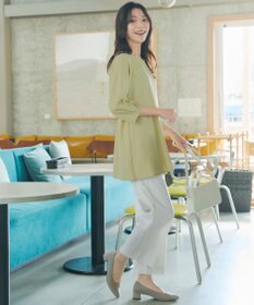 Tiaclasse ストライプストレッチワイドパンツ