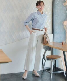 Tiaclasse ストライプストレッチワイドパンツ