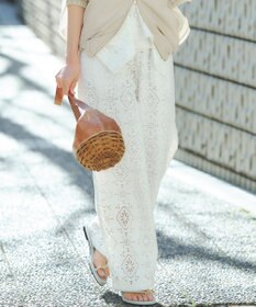 23区 S 【見上愛さん着用】ラッセルオーナメントレース ワイド パンツ ホワイト系