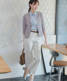 Tiaclasse ストライプストレッチワイドパンツ