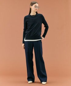 BEIGE， 【WEB限定・洗える】WILLOW / ストレッチクルーネックリブニット