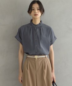 組曲 バウンディングシャーティング バンドカラーフリル ブラウス