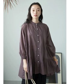 earth music&ecology コットンボイル切替ティアードチュニック