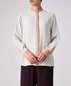 Paul Smith バックサテン ジョーゼット スタンドカラー ブラウス