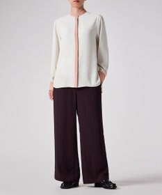 Paul Smith バックサテン ジョーゼット スタンドカラー ブラウス