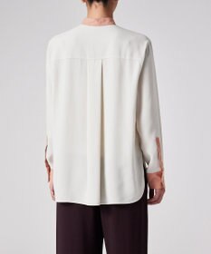 Paul Smith バックサテン ジョーゼット スタンドカラー ブラウス