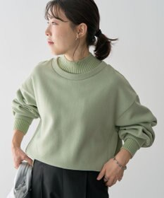 Green Parks 配色リブニットドッキング裏起毛プルオーバ