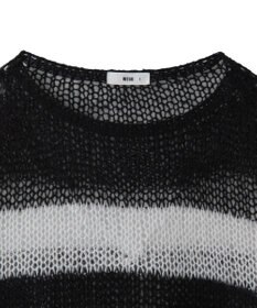 WEGO ボーダーモヘアタッチメッシュニットプルオーバー