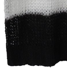 WEGO ボーダーモヘアタッチメッシュニットプルオーバー