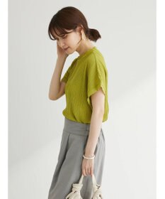 Green Parks プリーツ加工フレンチスリーブカットプルオーバー