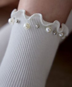 Tiaclasse パール付きフリルソックス