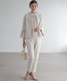 組曲 L 【KUMIKYOKU NAVY】コンフォータブルドレープ フリルテーパードパンツ