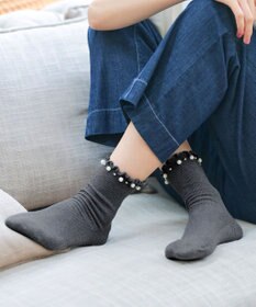 Tiaclasse パール付きフリルソックス