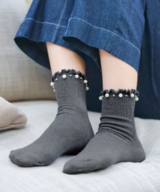Tiaclasse パール付きフリルソックス