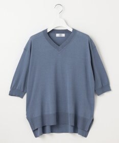 J.PRESS LADIES L 【洗える】COTTON LINEN Vネック ニット