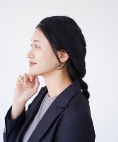石田製帽 モヘアケーブルニット ベレー帽