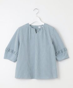 J.PRESS LADIES L 【洗える】アセVis ギンガム ボリュームスリーブ ブラウス