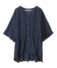 YECCA VECCA ギャザーデザイン配色シャツ