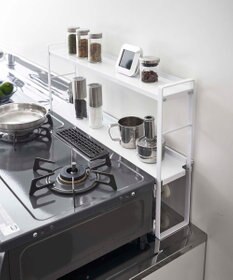 tower コンロ奥隙間ラック タワー 2段 ホワイト